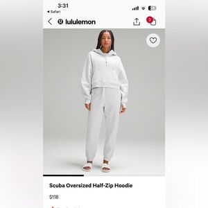 Lululemon oversized cropped scuba hoody size XS/S